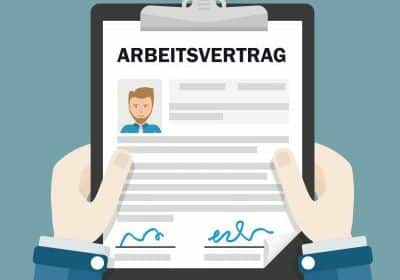 formulaire avec le mot "Arbeitsvertrag" signifiant contrat de travail en Allemagne.